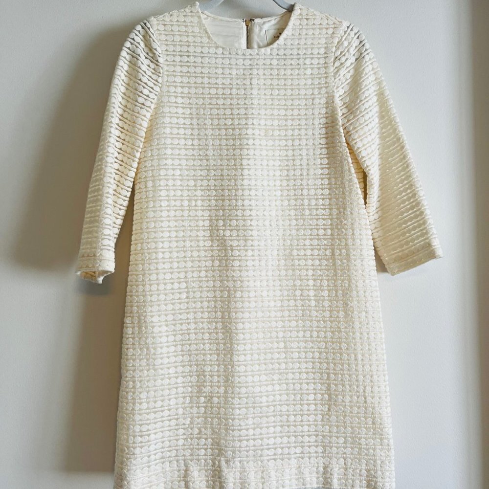 kate spade Cream Textured Long Sleeve Shift Dress